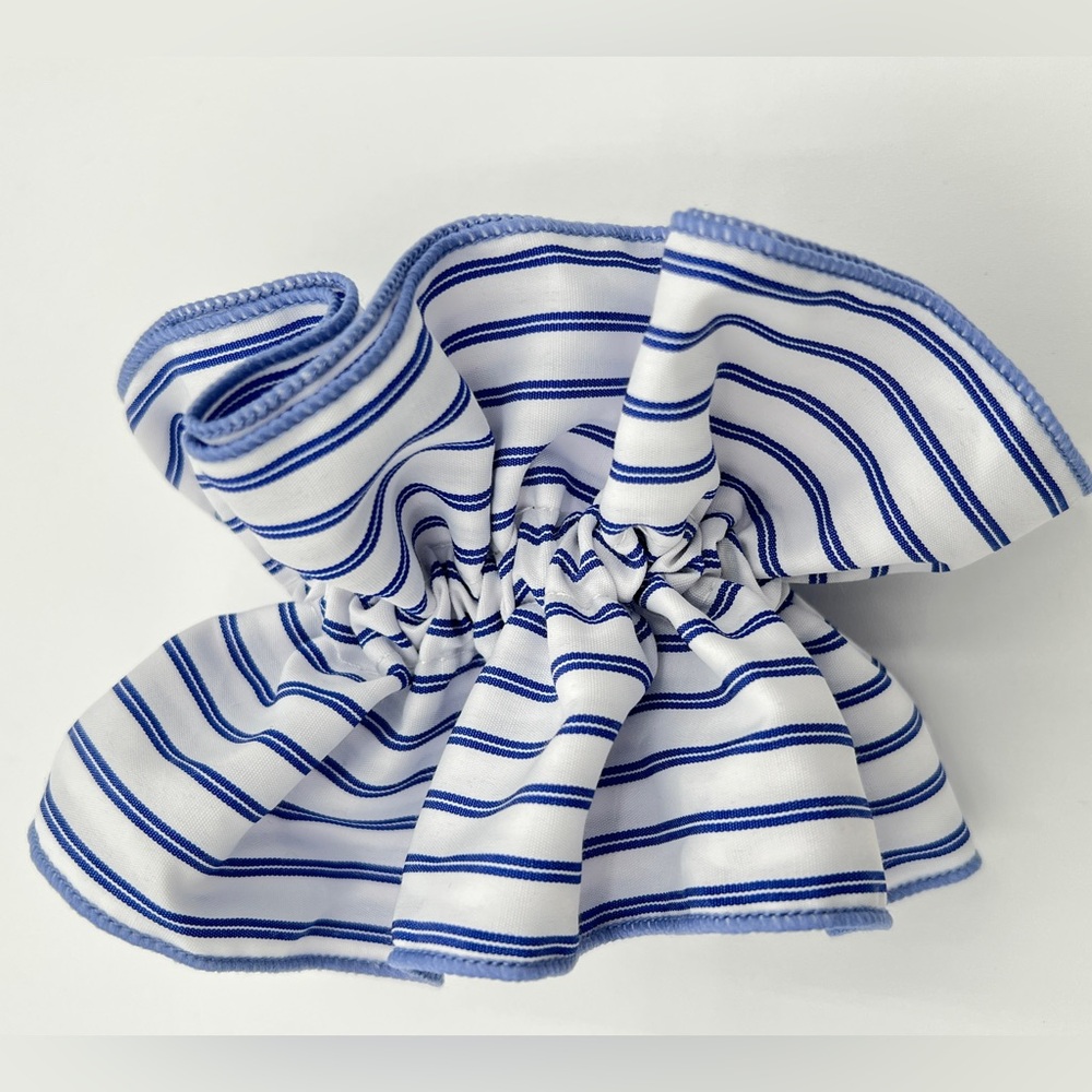 Double Layer Stripe Scrunchie White New